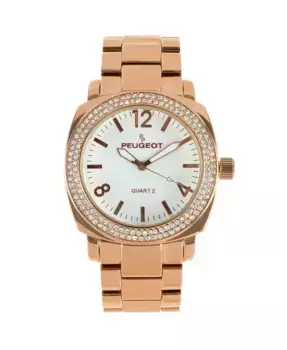 Женские часы-браслет Boyfriend с кристаллами на безеле, 40 мм, розовое золото Peugeot, золотой