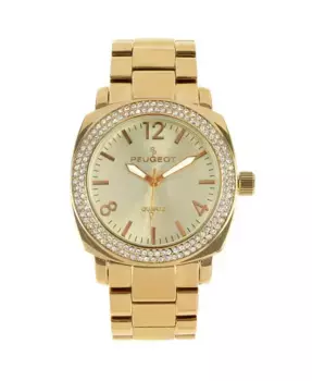 Женские часы-браслет Boyfriend с кристаллами на безеле, 40 мм, золотистые Peugeot, золотой