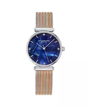 Женские часы-браслет из нержавеющей стали с сетчатым ремешком, цвет розовое золото - серебристый, 32 мм Stuhrling, розовый