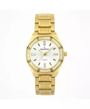 Женские часы-браслет с золотым корпусом 32 мм в форме шестигранника Peugeot, золотой