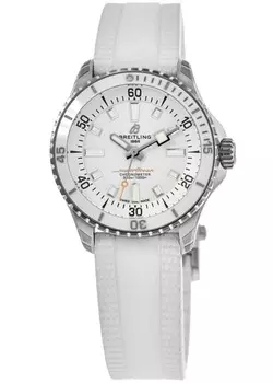 Женские часы Breitling Superocean Automatic 36 с белым циферблатом и резиновым ремешком A17377211A1S1