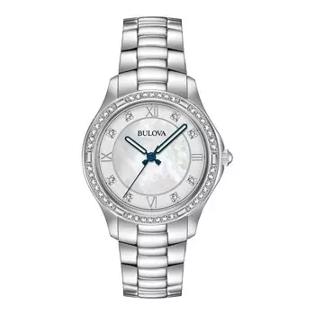 Женские часы Bulova с перламутром и кристаллами — 96L265, цвет Silver