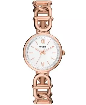 Женские часы Carlie из нержавеющей стали с тремя стрелками цвета розового золота, 30 мм Fossil