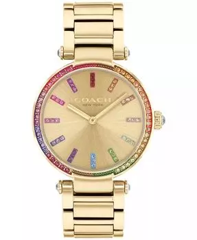Женские часы Cary Rainbow с золотистым браслетом из нержавеющей стали, 34 мм COACH, желтый
