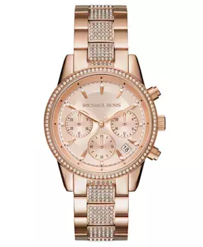 Женские часы Chronograph Bryant с хронографом, корпус из нержавеющей стали с розовым золотым покрытием, браслет, 37 мм Michael Kors, золотой