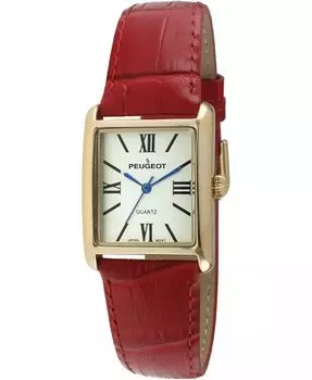 Женские часы-цистерны с римским циферблатом, красный кожаный ремешок Peugeot, красный