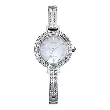 Женские часы Citizen Eco-Drive с кристаллами-браслетом, цвет Silver