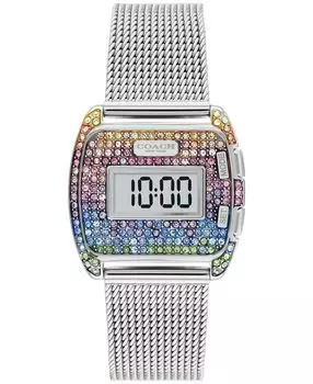 Женские часы Darcy Digital Rainbow, серебристые, из нержавеющей стали, с сетчатым браслетом, 30 мм COACH, серебро