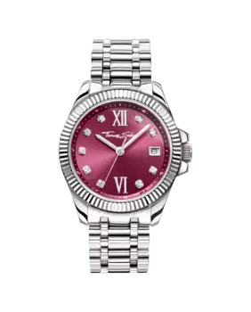 Женские часы Divine Burgundy с красным циферблатом и серебром с белыми камнями Thomas Sabo, серебряный