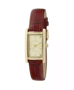 Женские часы для делового костюма с контуром 34x20 мм, коричневый кожаный ремешок Peugeot, черный