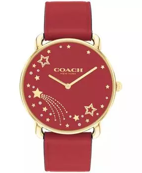 Женские часы Elliot с красным кожаным ремешком, 36 мм COACH, красный