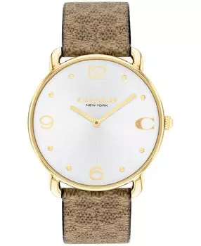 Женские часы Elliot Signature с коричневым холщовым ремешком, 36 мм COACH, коричневый