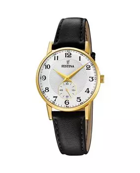 Женские часы F20571/1 Classic Strap на черном кожаном ремешке Festina, черный