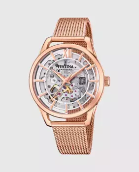 Женские часы F20628/2 Автоматические розовые стальные Festina