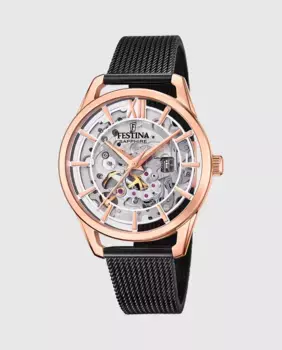 Женские часы F20628/3 Автомат черные стальные Festina