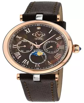 Женские часы Florence со швейцарским кварцем, итальянский коричневый кожаный ремешок, 36 мм Gevril