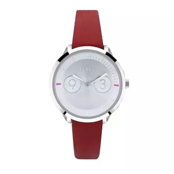 Женские часы Furla Metropolis с серебристым циферблатом из телячьей кожи, красный