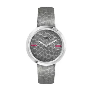 Женские часы Furla My Piper с серым циферблатом из нержавеющей стали из телячьей кожи, серебряный