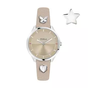 Женские часы Furla Pin из телячьей кожи с бежевым циферблатом