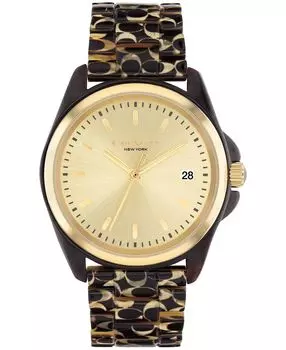 Женские часы Greyson Dark Brown Tortoise Signature C из смолы, 36 мм COACH, коричневый