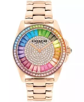 Женские часы Greyson Rainbow цвета розового золота из нержавеющей стали, 36 мм COACH, розовый