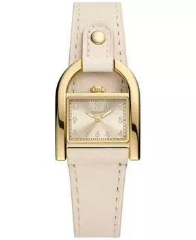 Женские часы Harwell с тремя стрелками, кожаный ремешок цвета экрю, 28 мм Fossil