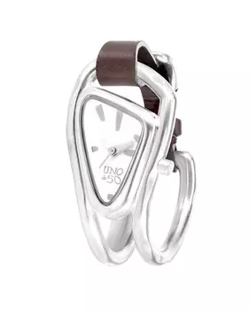 Женские часы из кожи и металлического сплава с посеребренным покрытием UNO de 50, коричневый