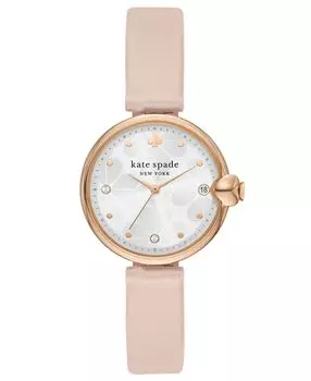 Женские часы Kate Spade Chelsea Park с тремя стрелками и датой, розовый кожаный ремешок, 32 мм kate spade new york, розовый
