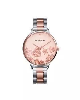 Женские часы Kiss 3 стальные стрелки с розовым IP Viceroy, розовый