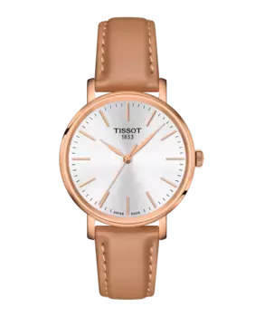 Женские часы коллекции Everytime в розовой коже Tissot, розовый