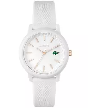 Женские часы L.12.12, белый силиконовый ремешок, 36 мм Lacoste, белый