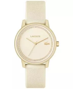 Женские часы L 12.12 Go с силиконовым ремешком цвета шампанского, 36 мм Lacoste
