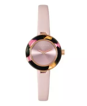 Женские часы Lenara с розовым кожаным ремешком из ацетата, 28 мм Ted Baker, розовый