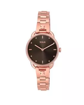 Женские часы Let браслет розового цвета с черным циферблатом Tous, розовый