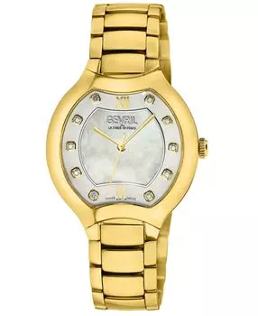 Женские часы Lugano швейцарские кварцевые золотистые из нержавеющей стали 35 мм Gevril, золотой