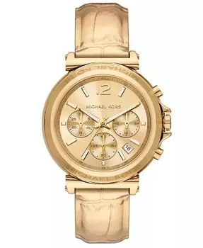 Женские часы Maren Chronograph из золотой кожи с металликом, 40 мм Michael Kors, золото