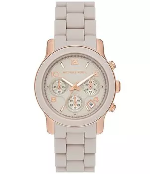 Женские часы Michael Kors Runway Chronograph, серые силиконовые часы-браслет, серый