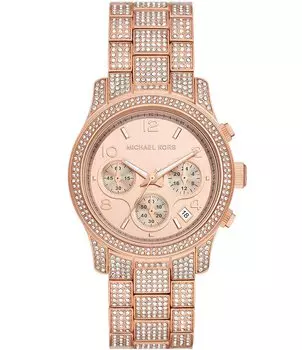 Женские часы Michael Kors с хронографом и браслетом из нержавеющей стали цвета розового золота, розовый