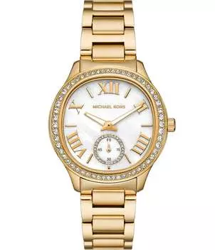Женские часы Michael Kors Sage Crystal с тремя стрелками и золотистым браслетом из нержавеющей стали, золотой