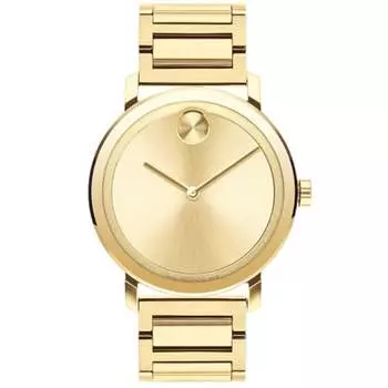 Женские часы Movado с ярким золотым циферблатом, золотой