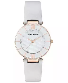 Женские часы на светло-сером кожаном ремешке 32 мм Anne Klein, серый