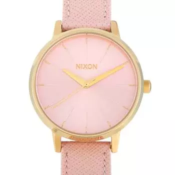 Женские часы Nixon Kensignton из нержавеющей стали золотистого тона с кожаным ремешком бледно-розового цвета 37 мм A1082813