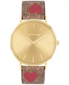 Женские часы perry brown с кожаным ремешком 36 мм COACH, коричневый