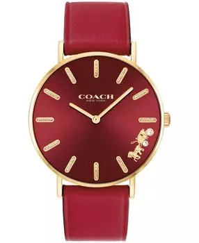 Женские часы perry с красным кожаным ремешком 36 мм COACH, красный