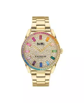 Женские часы preston rainbow с золотым браслетом 36 мм COACH, мульти