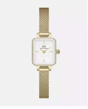 Женские часы Quadro Mini Bezel DW00100730 с золотой стальной сеткой Daniel Wellington, золотой