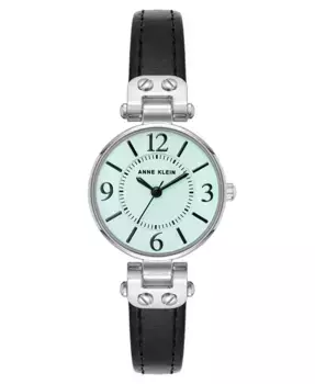 Женские часы Quartz Black Essential с кожаным ремешком и металлическим браслетом серебристого оттенка, 26 мм Anne Klein, мультиколор