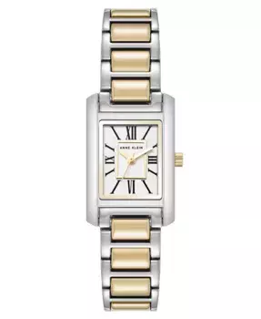 Женские часы Quartz Classic прямоугольные с римскими цифрами, двухцветный металлический корпус, 20 мм Anne Klein, мультиколор