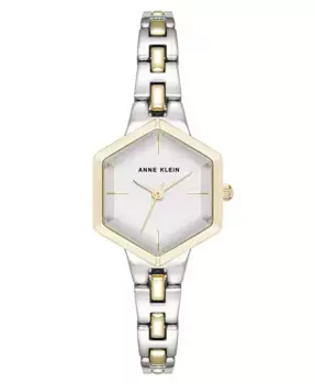 Женские часы Quartz Petite с двухцветным браслетом из металлического сплава, шестигранный корпус, 21 мм Anne Klein, мультиколор