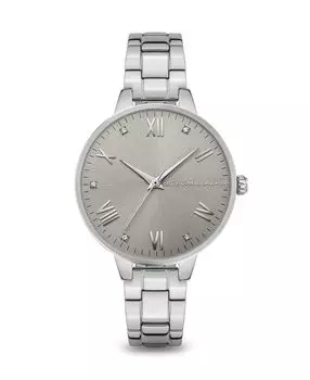 Женские часы с 3 стрелками, серебристые часы-браслет из нержавеющей стали, 32 мм BCBGMAXAZRIA, серебро